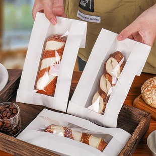 Long Stick Bag French Stick Paper Bag Caterpillar Packaging Baking Bread Packing Bag Kraft Paper Window Oil-proof Paper Bag