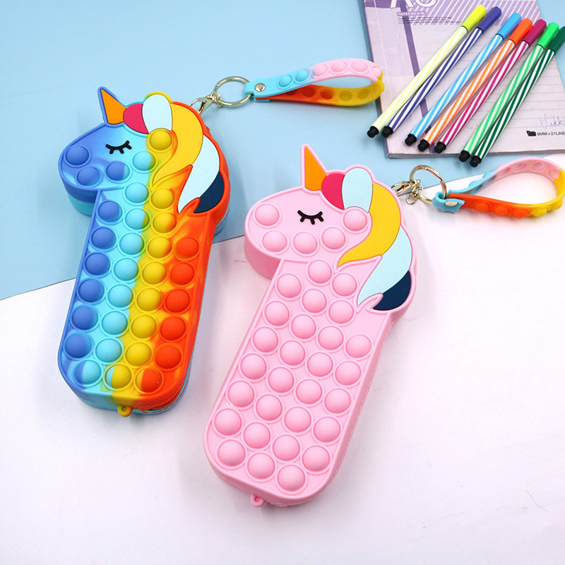 Nouvelle Tête De Cheval Enfants De Silicone Bulle Serrant Puzzle Crayon Cas 1 Pièce display picture 4