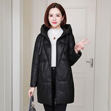 不裂皮中长款pu皮衣棉服女2025冬季新款韩版茧型加厚宽松棉袄外套