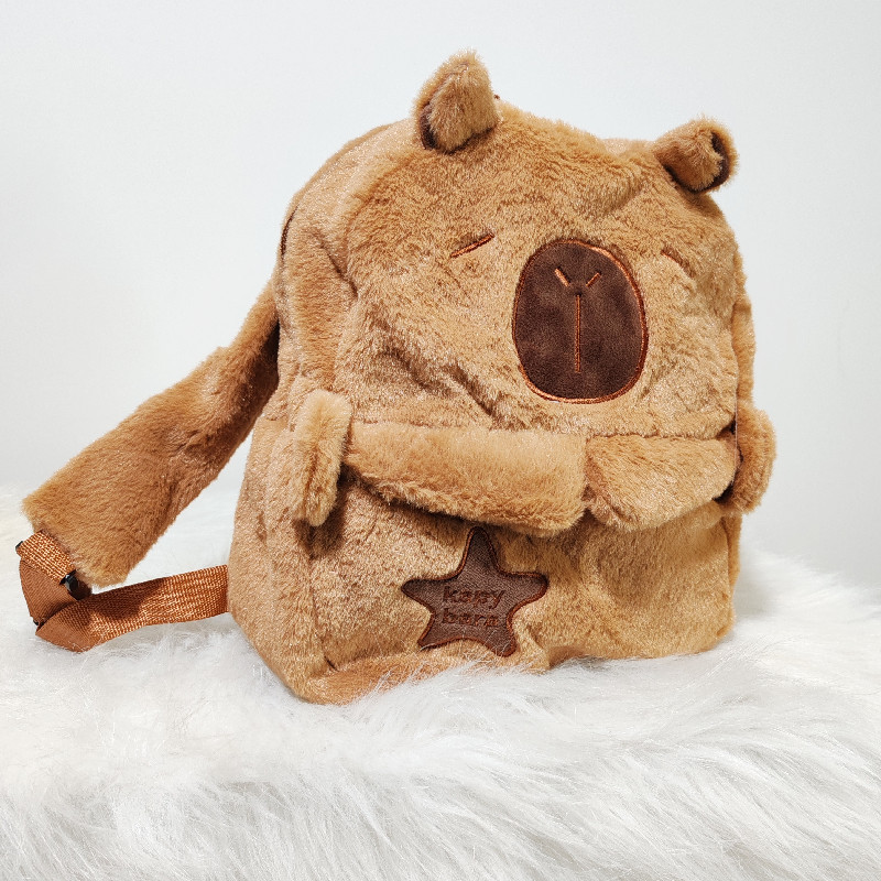 Cute Kapibala felpa muñeca celebridad de Internet mochila para niños muñeca linda suave bolso de mensajero de un solo hombro de dibujos animados