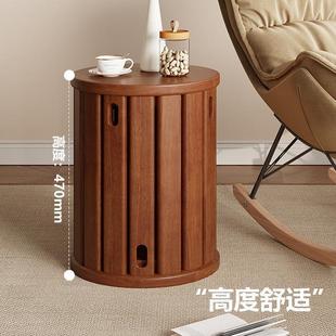 Jenga Antique Solid Wood Round Stool Home Living Room Combination Movable Coffee Table Side Table Multi-Functional Stool Casagd