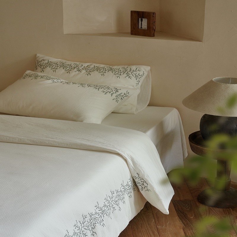 Floral Jacquard bordado de estilo francés, ropa de cama de algodón, cuatro estaciones disponibles, sábanas blancas