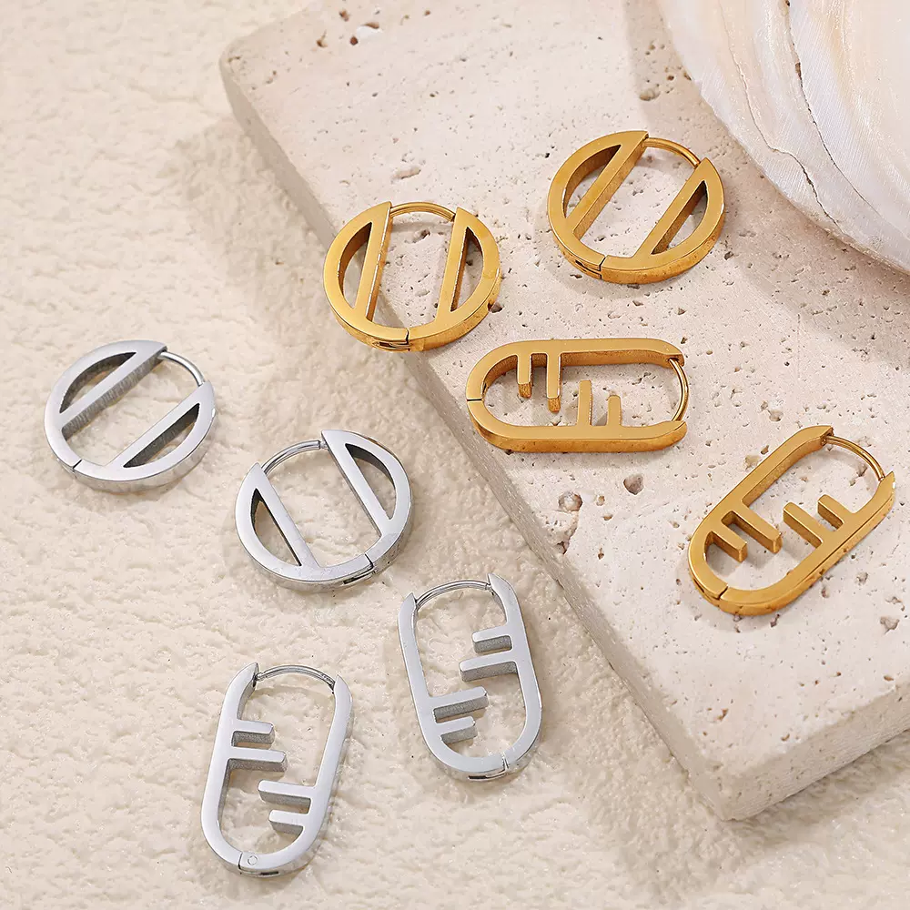 欧美新款轻奢高级气质耳环耳扣百搭平面耳环时尚简约复古几何耳扣