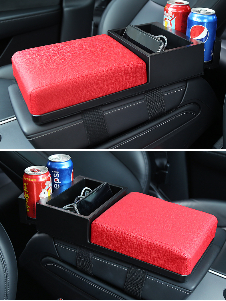 Car armrest box pad multifunctional armrest box storage box car interior supplies tissue box retractable cup holder