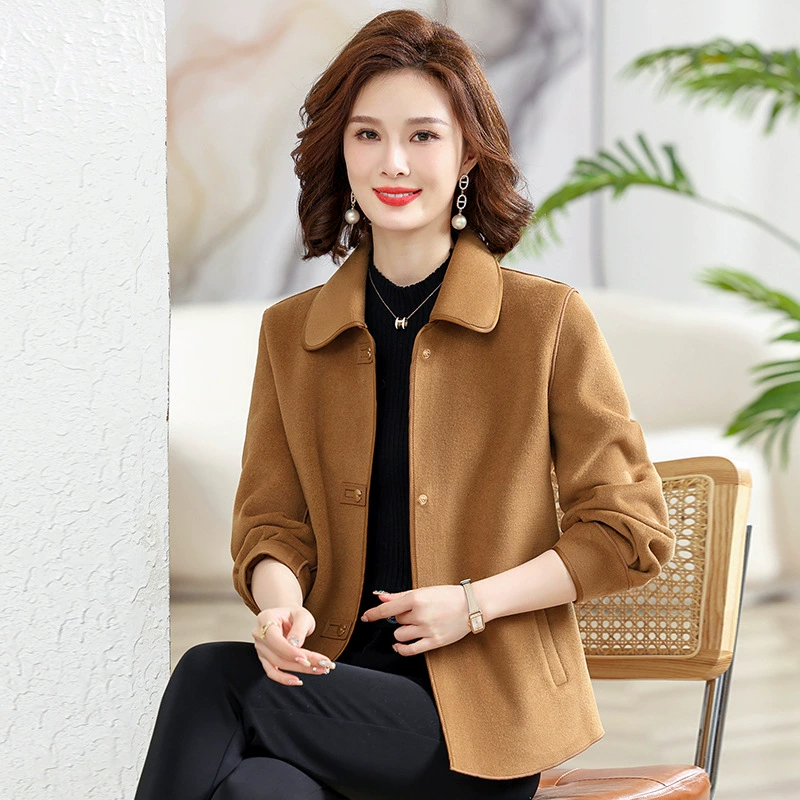 Весенний модный двусторонний шерстяной жакет для мамы, slim fit, 40+ лет, западный стиль, бренд