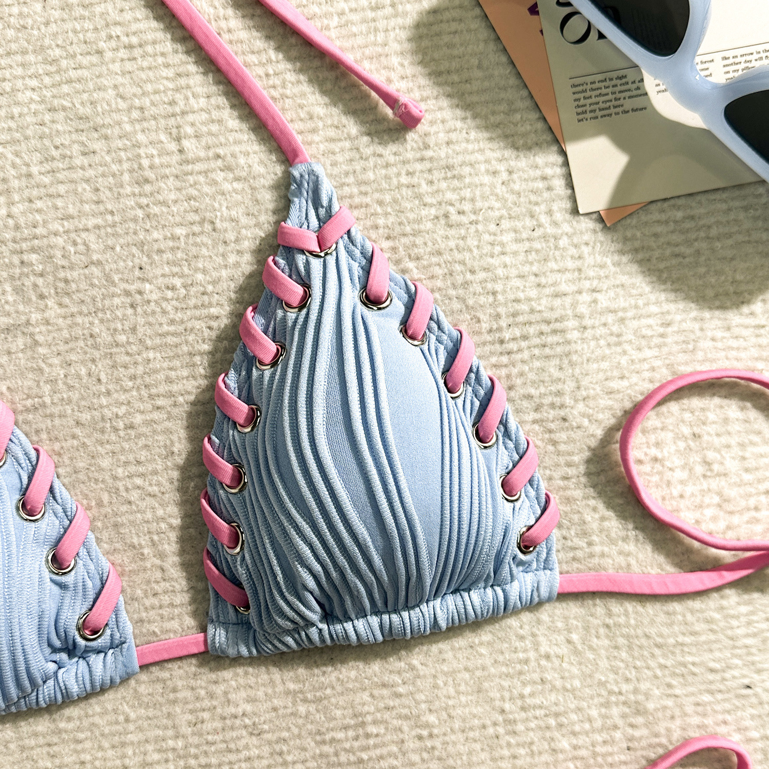 127g Weight Sexy Feel Of Sensation Bikini Panties Style Polyester Fabric Type 2 Pieces Set Quantity Swimming Pool, Beach Occasion Comfort Function Solid Color Pattern Demi Cup Bra Cup Women's Gender Women's Solid Color 2 Pieces Set Bikinis Swimwear 10