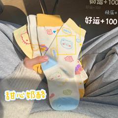 Yellow Series Women's Korean Version Mid-Calf Ins Trendy JK Schoolgirl Japanese Spring Summer Cute Cartoon Bear Mid-Calf Socks