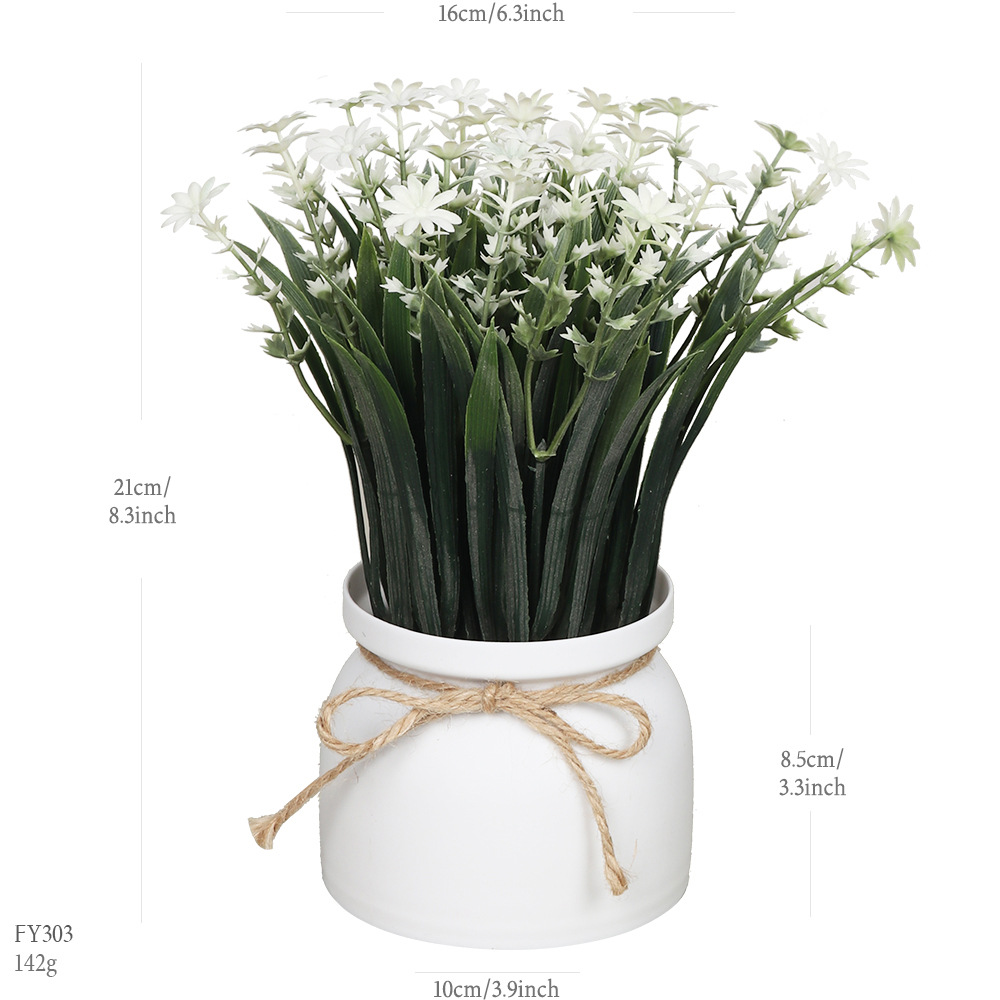 Nuevo escritorio de maceta de simulación transfronteriza adornos decorativos de plantas verdes, hierba de primavera, crisantemo, cuerda de cáñamo, planta de simulación de bonsái de plástico image 7