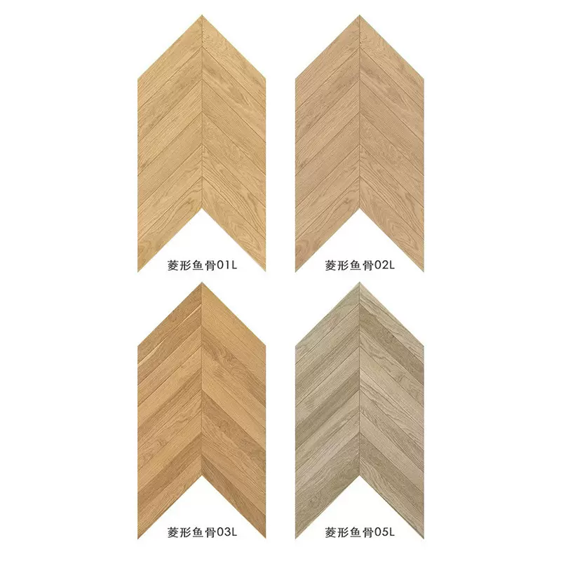 法式切边菱形鱼骨拼木纹砖中古复古风客厅卧室全瓷仿实木防滑地砖