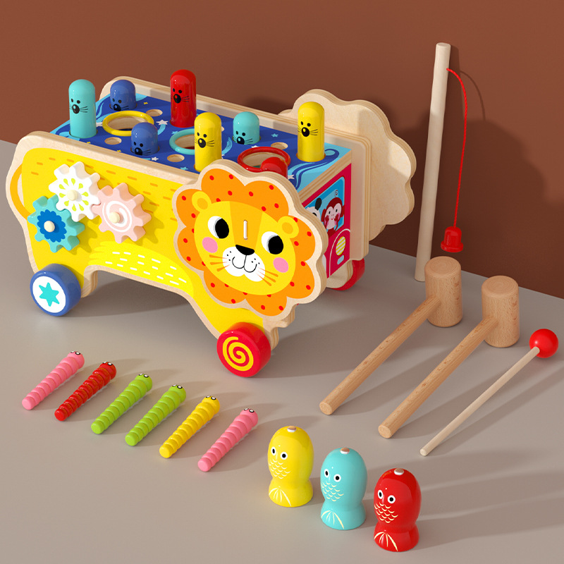 Hámster De León de madera grande para niños juguete multifuncional juguete de piano educativo coordinación mano-ojo
