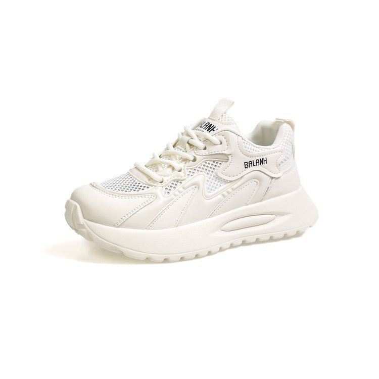 Trendy White Sneakers 2024 Summer New Breathable Soft Sole Running High-End Dad Shoes For Women_vogvips.com