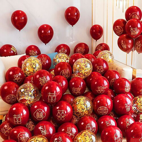 Wedding Balloons Wedding Room Decoration Supplies Happy Words Thickened Explosion-proof Wholesale Birthday Romantic Decoration Ceremony Engagement Banquet