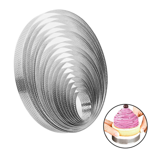 430 stainless steel round holed tower ring punched French fruit tart…