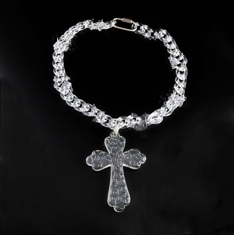 European and American creative transparent resin acrylic cross necklace