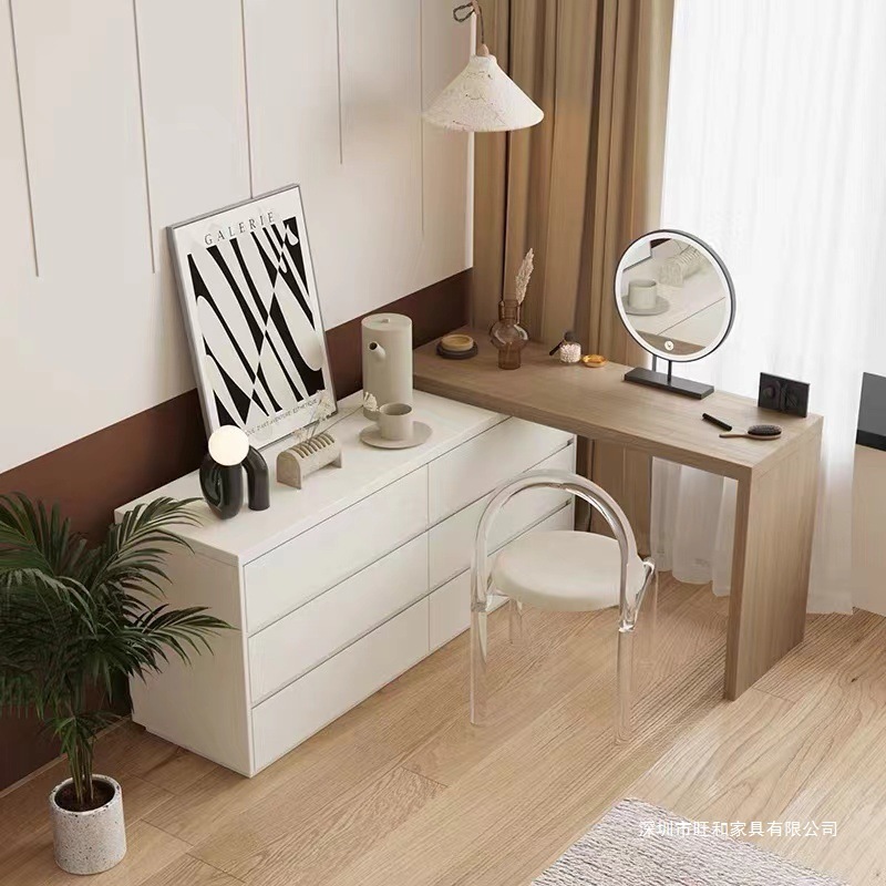 Italian Minimalist Dressing Table Storage Cabinet Integrated Bedroom Light Luxury High-End Small Dressing Table Bedside Storage Cabinet Cupboard