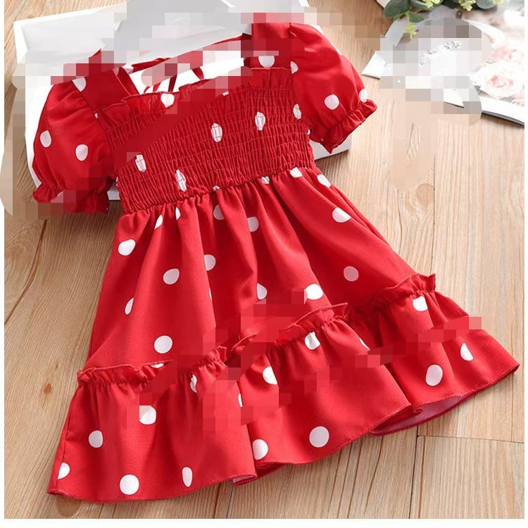 106059819@qq.com Neues Sommerkleid für Kinder und Babys, süßes Spitzenkleid mit Polka-Dots für Mädchen, lässiges Kurzarmkleid für kleine Mädchen_voghion.com