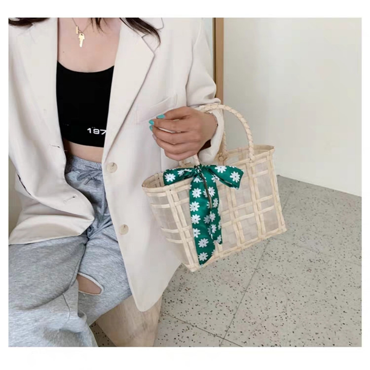 756g Weight Open Closure Type Double Handle Strap Type Handbag Bags Type Holiday, Travel Occasion PVC Material Plaid Pattern All Seasons Season Women's Gender Cute, Vacation Style Square Shape Large Size Women's Cute Vacation Plaid PVC Shopping Bags 12