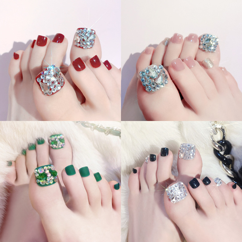 Wearable Toenail Stickers, Manicure Patches, Toenail Art Patches, Removable Whitening Glitter Diamond Fake Nails and Toenails, Finished Products