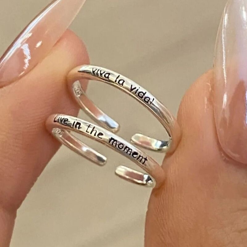 Vivalavida! Long Live Life Letter Live in the Moment Pinky Ring Adjustable Original Design Vivalavida! Long Live Life Letter Live in the Moment Pinky Ring Adjustable Original Design