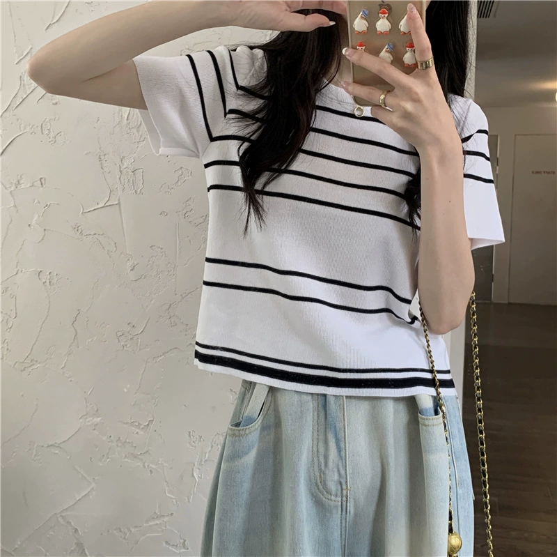 Прилив, летняя тонкая вязаная футболка без рукавов, Slim fit