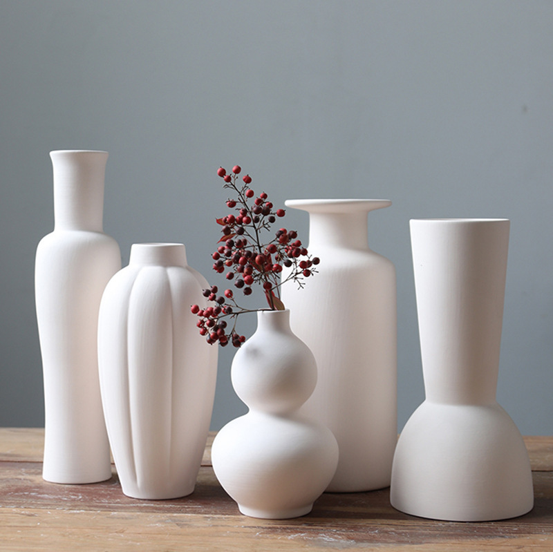 Underglaze color pottery plain blank flower ware color painting DIY white blank vase dried flower ornaments Jingdezhen factory wholesale