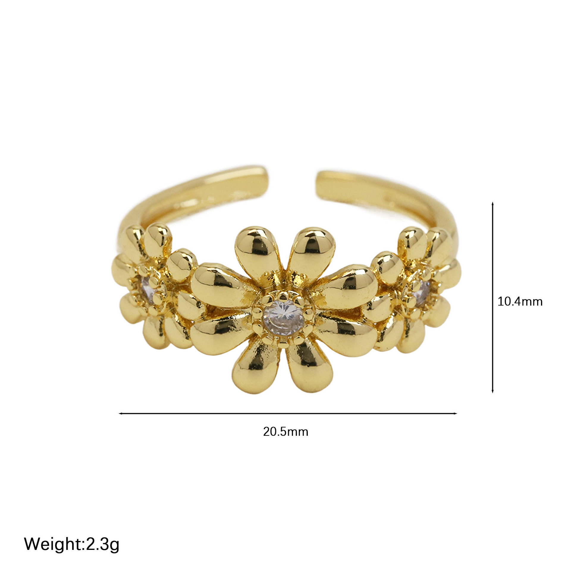 5g Weight Open Rings Classification Brass Plating Flower Daisy Open Rings