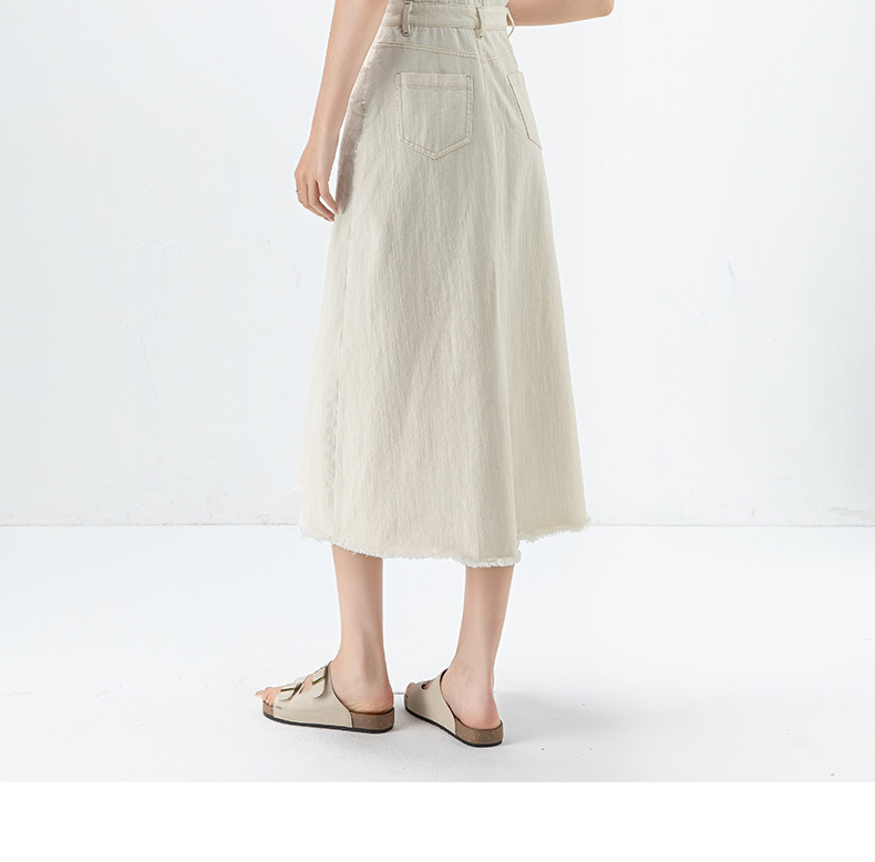 Đầm maxi nữ không tay cổ tròn phong cách Pháp chất jean mềm — màu trắng chi tiết 25