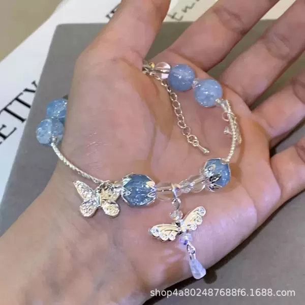 New niche Mori style cold gradient hot flower glass beaded bracelet trendy all-match simple light luxury girlfriends