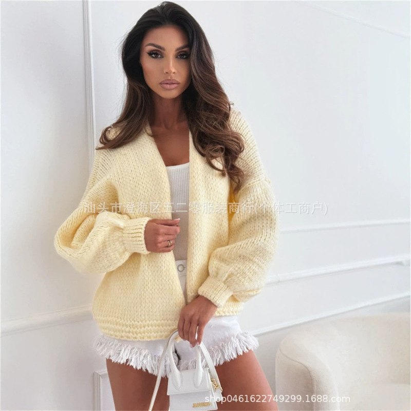 2026 Autumn and Winter New Cross-Border Russian Solid Color Cardigan V-Neck Long-Sleeved Jacket Women's Sweater 6 Colors 2026 Autumn and Winter New Cross-Border Russian Solid Color Cardigan V-Neck Long-Sleeved Jacket Women's Sweater 6 Colors