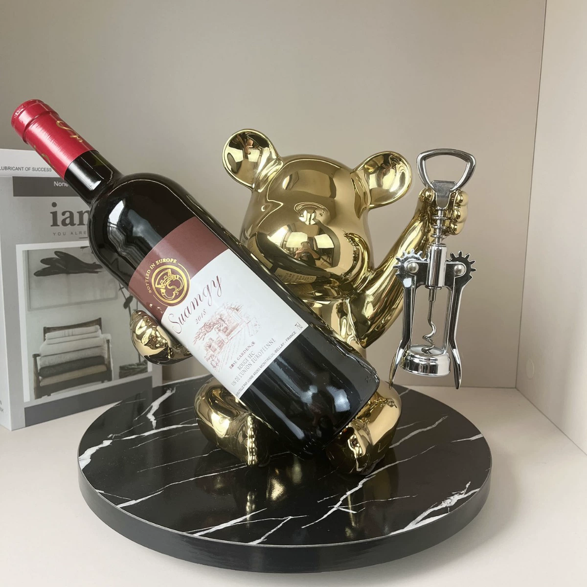 Оптовая продажа легкого роскоши высокого класса винная стойка медведь керамическая украшение новоселье подарок телевизионный шкаф винный шкаф украшения высокого класса