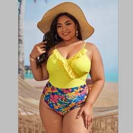 24欧美新款跨境新款游泳衣连体性感大码肥婆女士泳装比基尼bikini