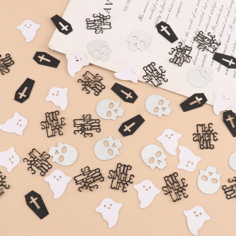 Funny Farewell to Singlehood Theme Confetti Ghost Skull Letter Shape Pre-Wedding Carnival Party Table Decoration Pieces