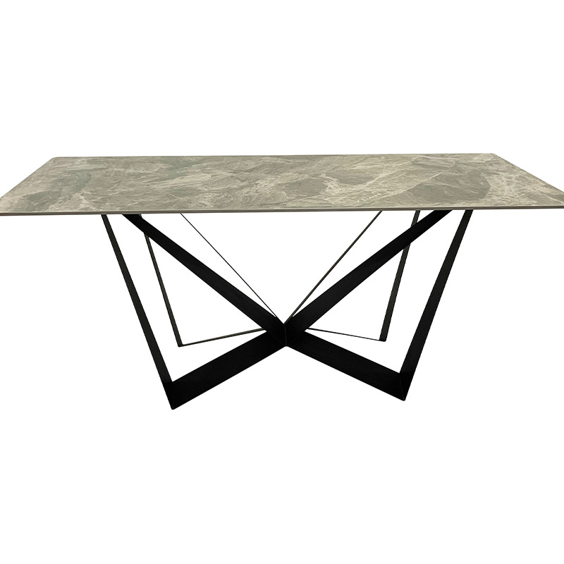 Mesa de comedor de comercio exterior tabla de roca tabla de comedor plegable retráctil mesa de lujo nórdica estante tabla de pulverización de acero