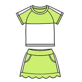 欧美精品店婴幼儿童装外贸批发女孩新款夏季绿白拼接短袖运动套装