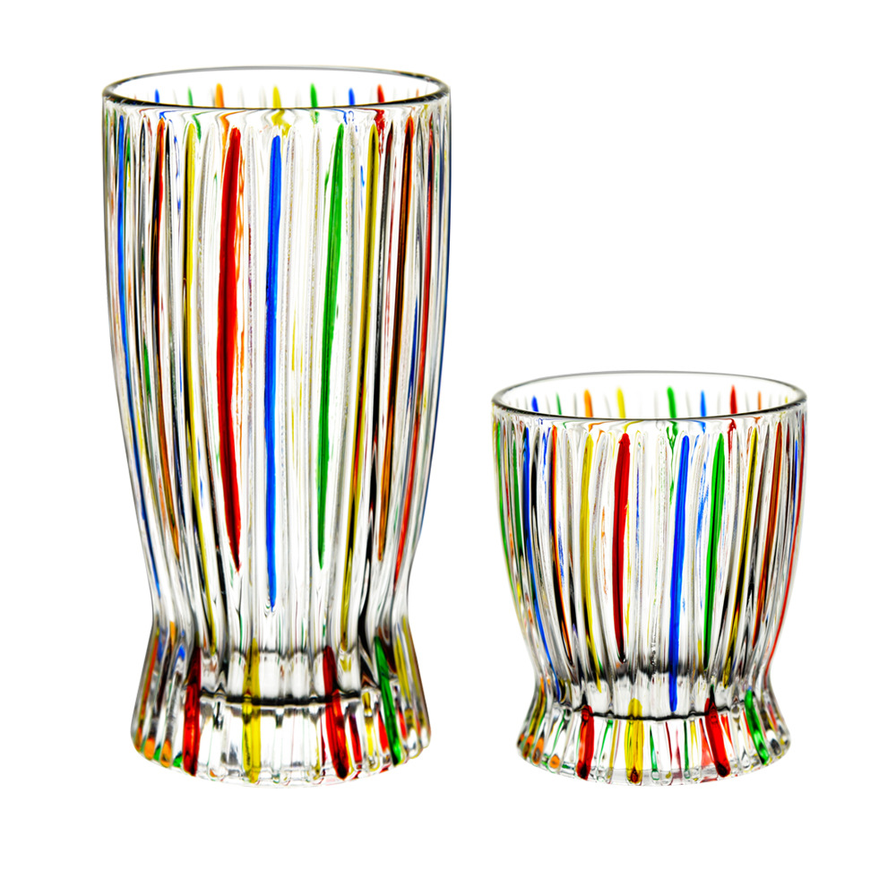 设计师手工彩绘大号水晶玻璃洋酒杯子 轻奢彩色欧式鸡尾酒杯子