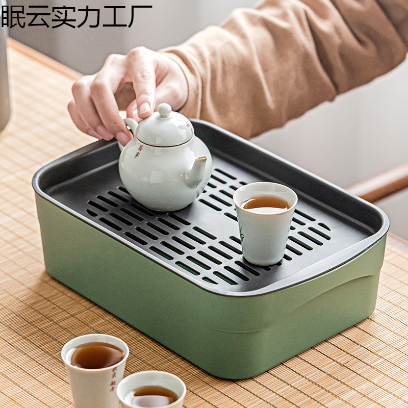 旅行茶盘车载茶台茶具收纳盒办公室小号干泡台户外便携茶盘一人用