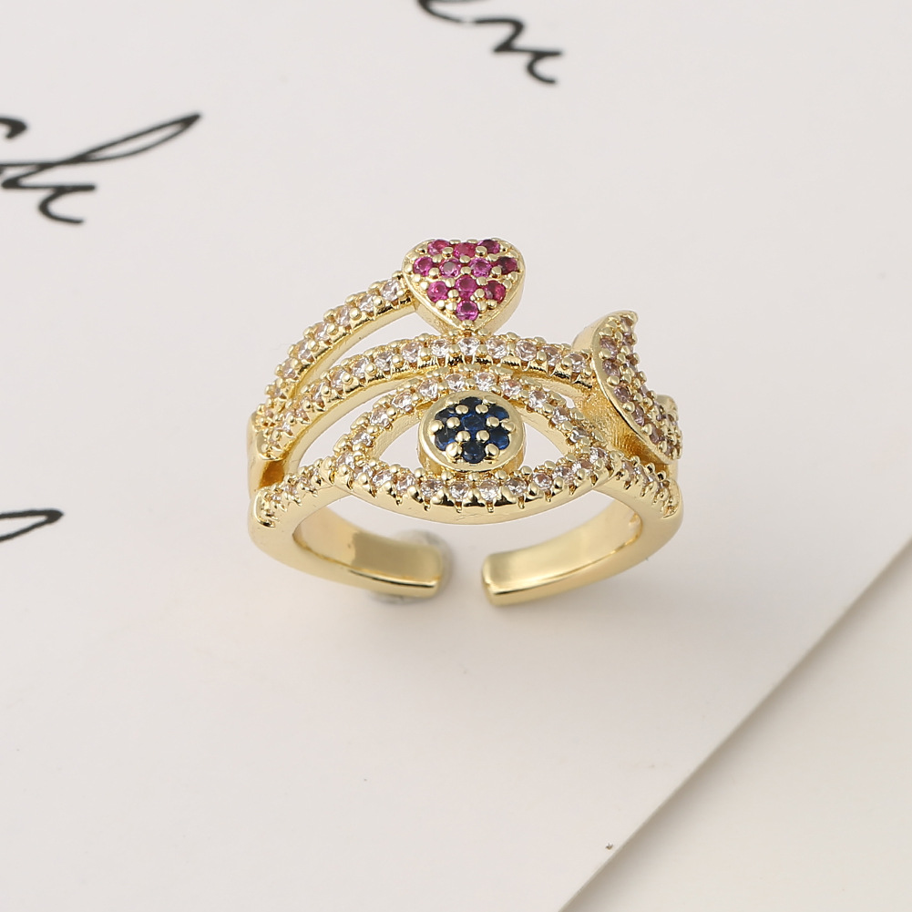 Fashion Lucky Eye Leopard Copper Inlaid Zircon Rings Wholesale display picture 7