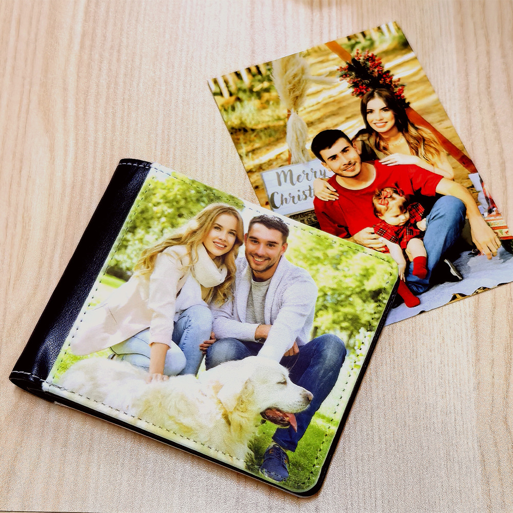 Venta directa de fábrica sublimación impresión de doble cara versión de marco billetera de cuero posición de tarjeta múltiple al por mayor