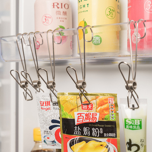 Stainless steel hanging clip with tail to strengthen hanging organizer bathroom underwear towel drying hook with hook