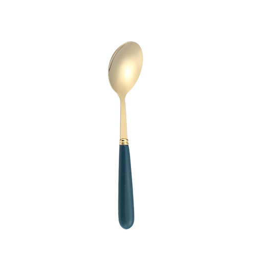 Wholesale Internet celebrity dark green gold spoon gift box set stainless steel spoon household dessert spoon spoon spoon rice spoon