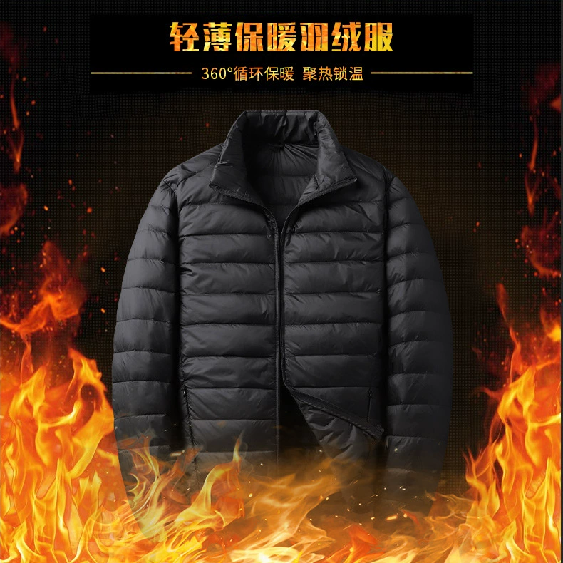 2024 осень-зима новый модный воротник куртка для мужчин легкий пуховик тренд повседневный дикий серый черный