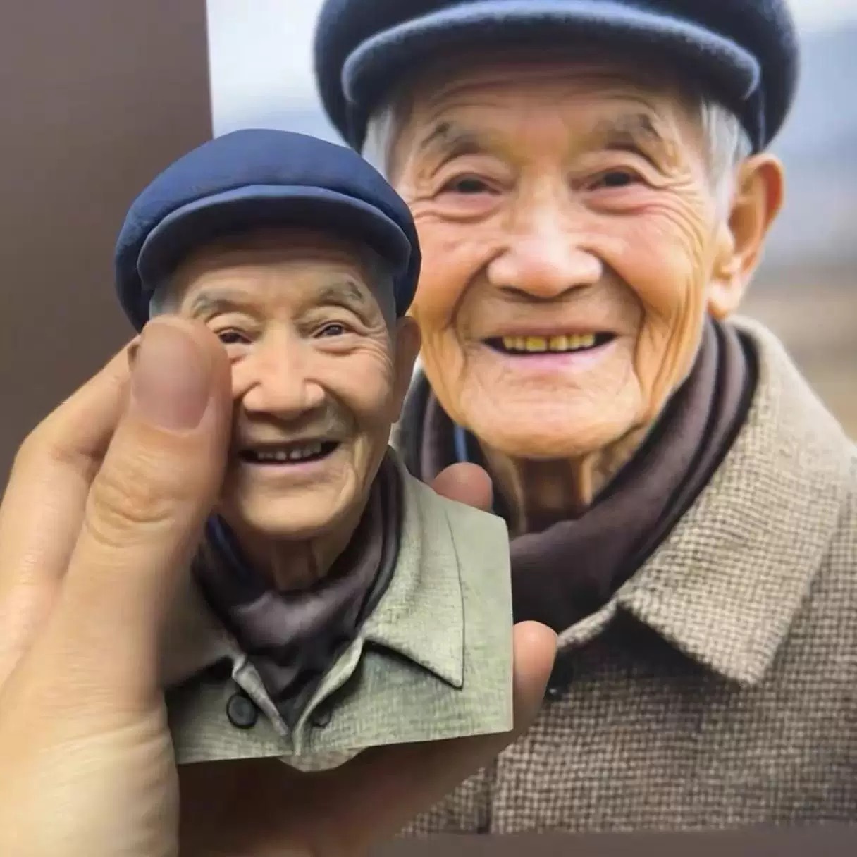 图片生成3D全彩打印半身头肩像纪念亲人老人真人手办高还原AI头雕