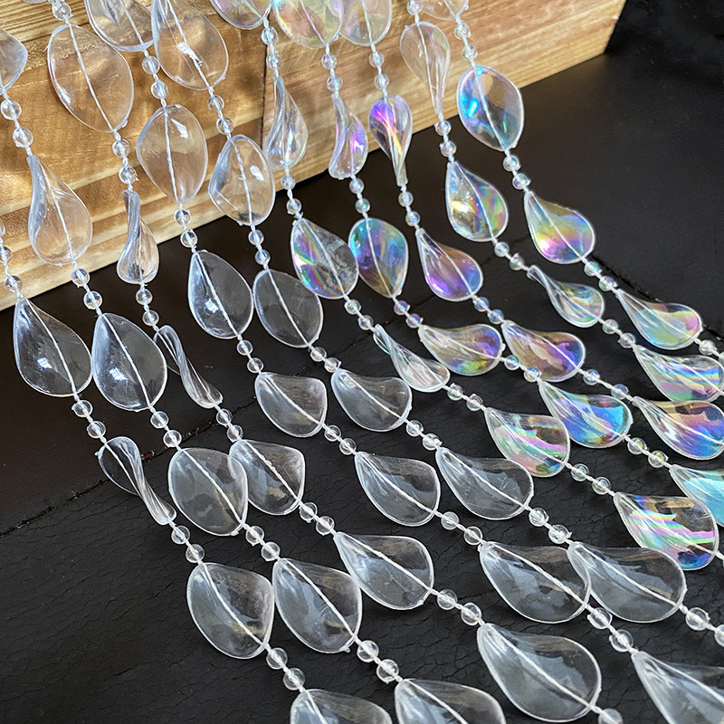 Colorful Transparent Wedding Acrylic Bead Curtain Bead Chain Wedding Stage Ceiling Crystal Bead String Line Curtain Decorative Beaded Curtain