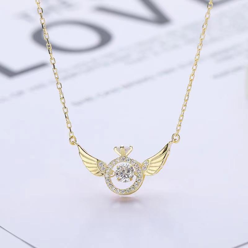 Fashion Simple Style Angel Wings Heart Shape Copper Plating Inlaid Zircon Zircon Pendant Necklace display picture 1