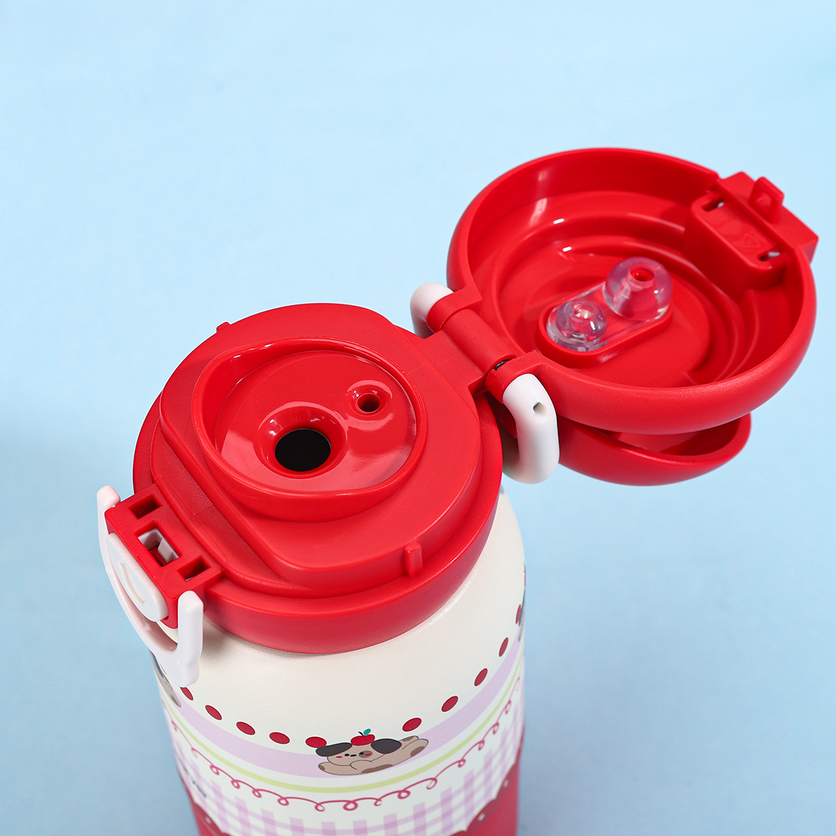 Gourde enfant inox avec paille et motif dessin animé_voghion.com