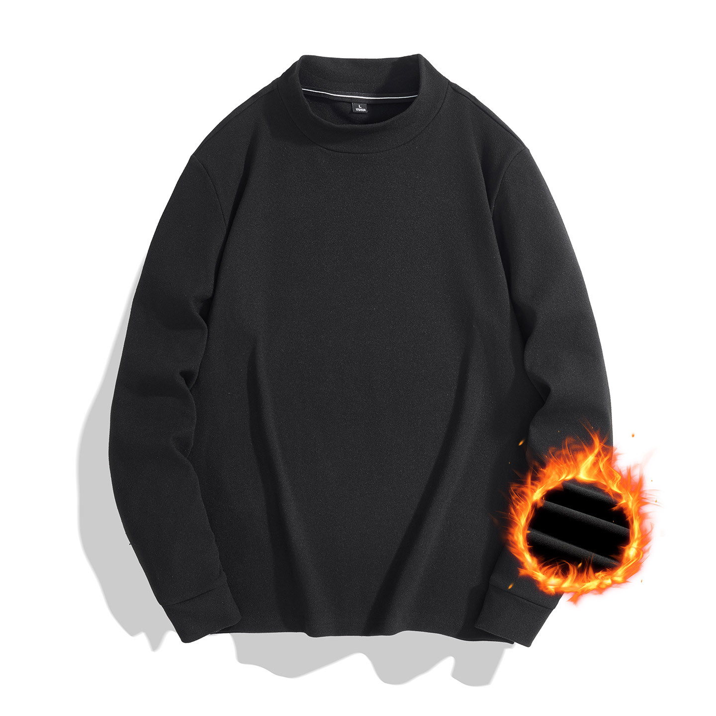 L-9Xl New Autumn Double-Sided Striped Thermal Men's Half Turtleneck Warm Sweats Winter Fleece Lined Thickened Base_voghion.com