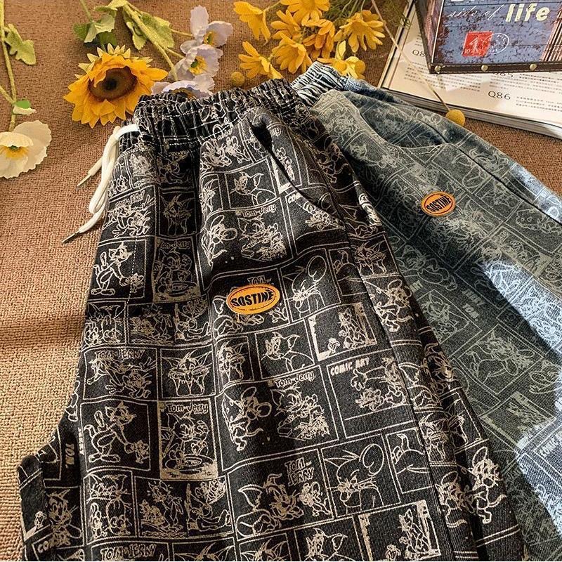 Men's Summer Denim Shorts Trendy Casual High Street Style Thin Loose Fitting Five Point mid Length Pants_viptrois.com
