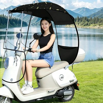 New model of electric vehicle Elektromobil üçün ön şüşə çətiri (günlük) - single-layerblack-gold-wheat-ears-one-size-fits-all