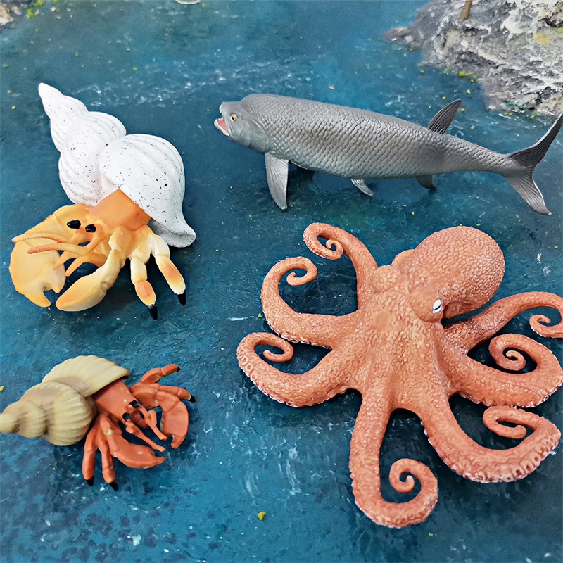 Simulación transfronteriza Marina modelo animal submarino biológico pulpo espada tiro peces cangrejo ermitaño escritorio decoración adornos estáticos