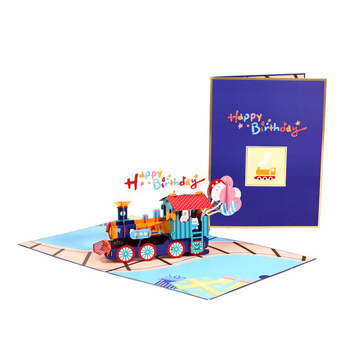 Birthday train 3D three-dimensional greeting card exquisite birthday gift creative birthday blessing message card ins birthday greeting card